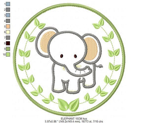 Elephant embroidery designs - Safari embroidery design machine embroidery pattern - Animal embroidery file - Tag Elephant applique frame pes