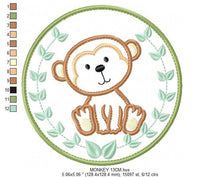 Load image into Gallery viewer, Monkey embroidery designs - Safari embroidery design machine embroidery pattern - Animal embroidery file - Tag Monkey applique frame pes jef
