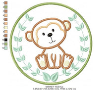 Charger l&#39;image dans la galerie, Monkey embroidery designs - Safari embroidery design machine embroidery pattern - Animal embroidery file - Tag Monkey applique frame pes jef
