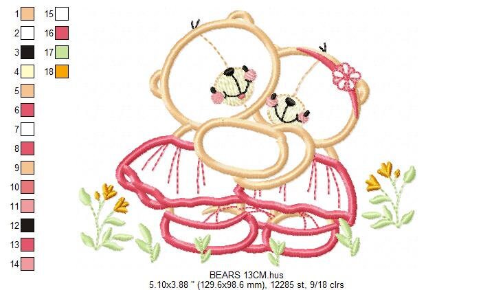 Bear embroidery designs - Mama bear embroidery design machine embroidery pattern - Baby Girl embroidery file - instant digital download Marcia Embroidery