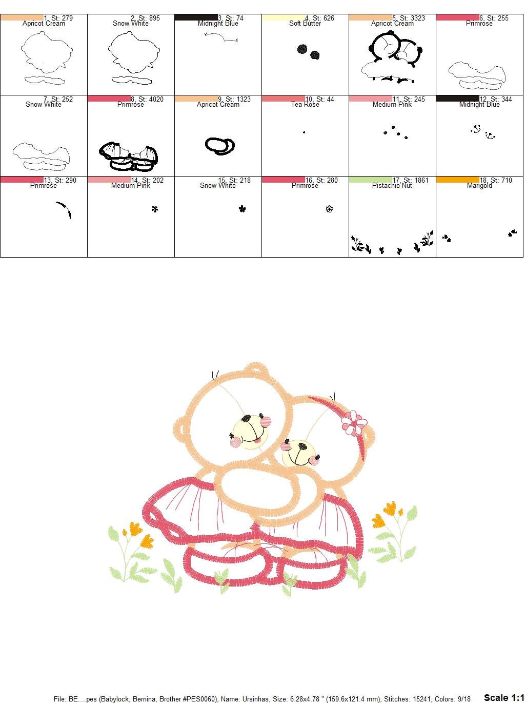 Bear embroidery designs - Mama bear embroidery design machine embroidery pattern - Baby Girl embroidery file - instant digital download Marcia Embroidery