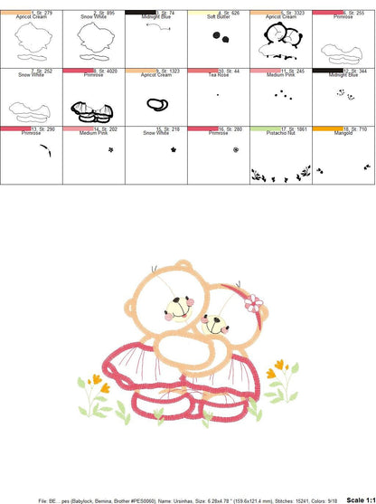 Bear embroidery designs - Mama bear embroidery design machine embroidery pattern - Baby Girl embroidery file - instant digital download Marcia Embroidery