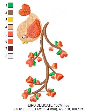Bird embroidery designs - Baby girl embroidery design machine embroidery pattern - instant download - Bird on the branch embroidery file Marcia Embroidery