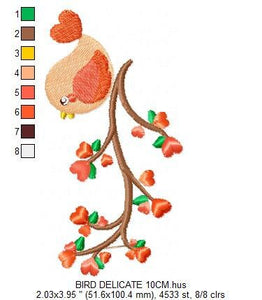 Bird embroidery designs - Baby girl embroidery design machine embroidery pattern - instant download - Bird on the branch embroidery file