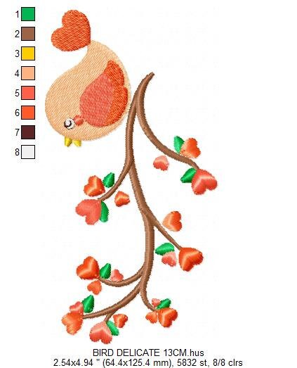 Bird embroidery designs - Baby girl embroidery design machine embroidery pattern - instant download - Bird on the branch embroidery file Marcia Embroidery