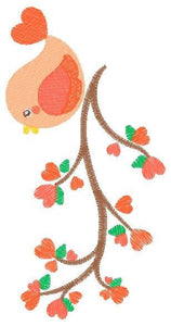 Bird embroidery designs - Baby girl embroidery design machine embroidery pattern - instant download - Bird on the branch embroidery file