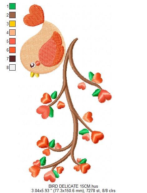 Bird embroidery designs - Baby girl embroidery design machine embroidery pattern - instant download - Bird on the branch embroidery file Marcia Embroidery