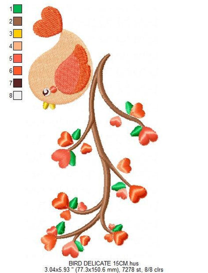 Bird embroidery designs - Baby girl embroidery design machine embroidery pattern - instant download - Bird on the branch embroidery file Marcia Embroidery