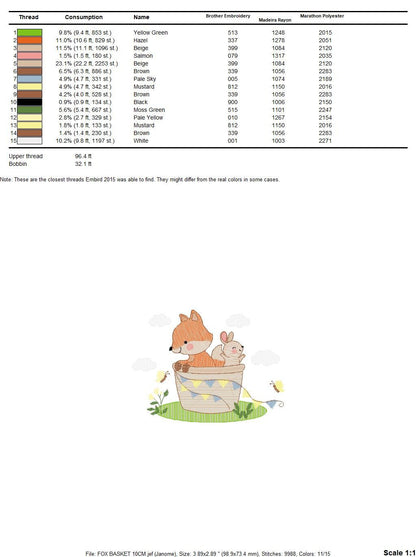 Fox embroidery designs - Red Fox embroidery design machine embroidery pattern - Animal embroidery file - Rabbit Bunny baby pes jef vp3 hus