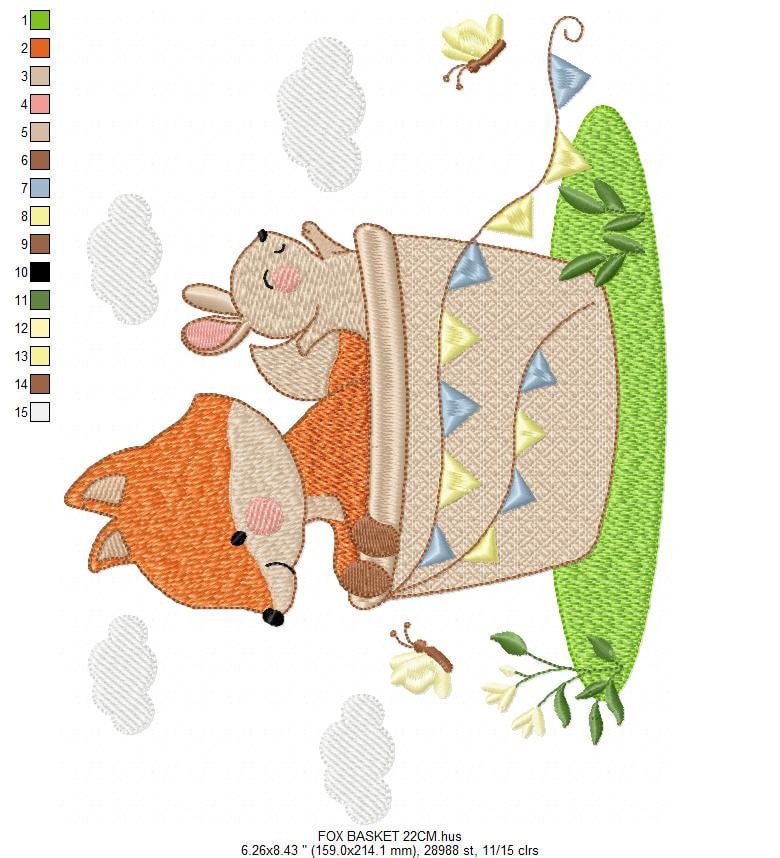 Fox embroidery designs - Red Fox embroidery design machine embroidery pattern - Animal embroidery file - Rabbit Bunny baby pes jef vp3 hus