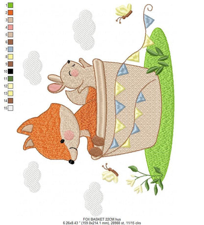 Fox embroidery designs - Red Fox embroidery design machine embroidery pattern - Animal embroidery file - Rabbit Bunny baby pes jef vp3 hus