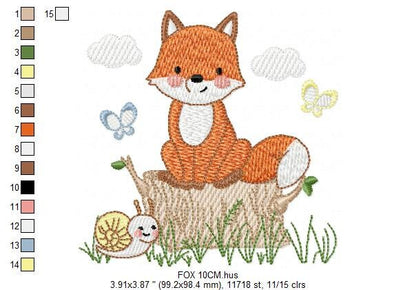 Fox embroidery designs - Red Fox embroidery design machine embroidery pattern - Animal embroidery file - Snail baby boy design pes jef vp3 - Marcia Embroidery