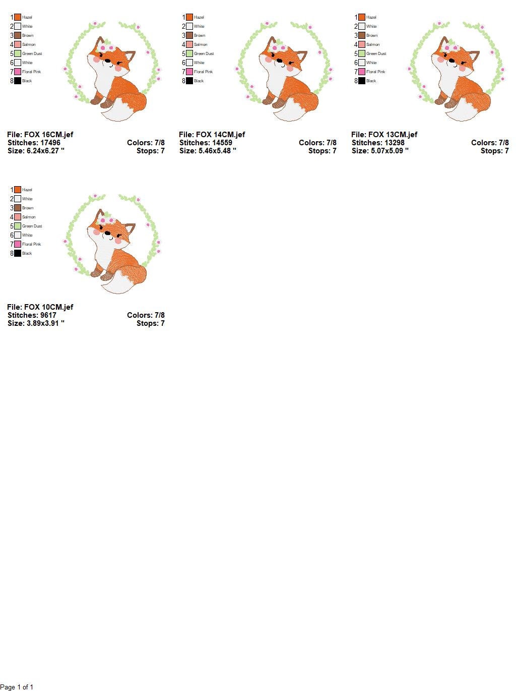 Fox embroidery designs - Red Fox with flower frame machine embroidery pattern - Woodland Wild Animal file - Instant digital download pes jef