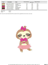 Load image into Gallery viewer, Sloth embroidery designs - Ballerina embroidery design machine embroidery pattern - Baby girl embroidery file - instant digital download
