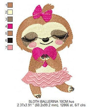 Cargar imagen en el visor de la galería, Sloth embroidery designs - Ballerina embroidery design machine embroidery pattern - Baby girl embroidery file - instant digital download
