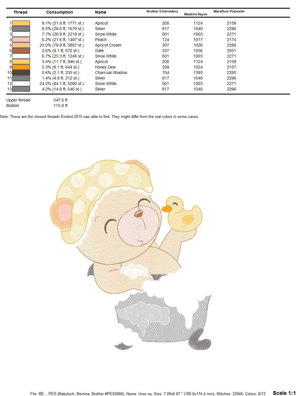Bathing Bear embroidery designs - Baby girl embroidery design machine embroidery pattern - Bear with soap bubbles embroidery file download Marcia Embroidery