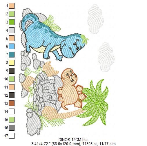Dinosaur embroidery designs - Dino embroidery design machine embroidery pattern - instant download - Baby boy embroidery file download Marcia Embroidery