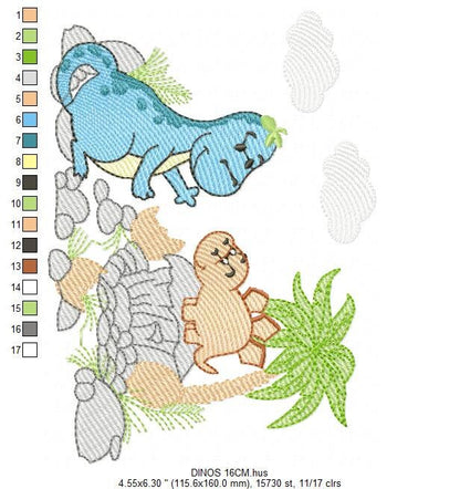 Dinosaur embroidery designs - Dino embroidery design machine embroidery pattern - instant download - Baby boy embroidery file download Marcia Embroidery