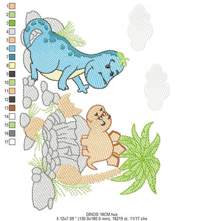 Dinosaur embroidery designs - Dino embroidery design machine embroidery pattern - instant download - Baby boy embroidery file download Marcia Embroidery
