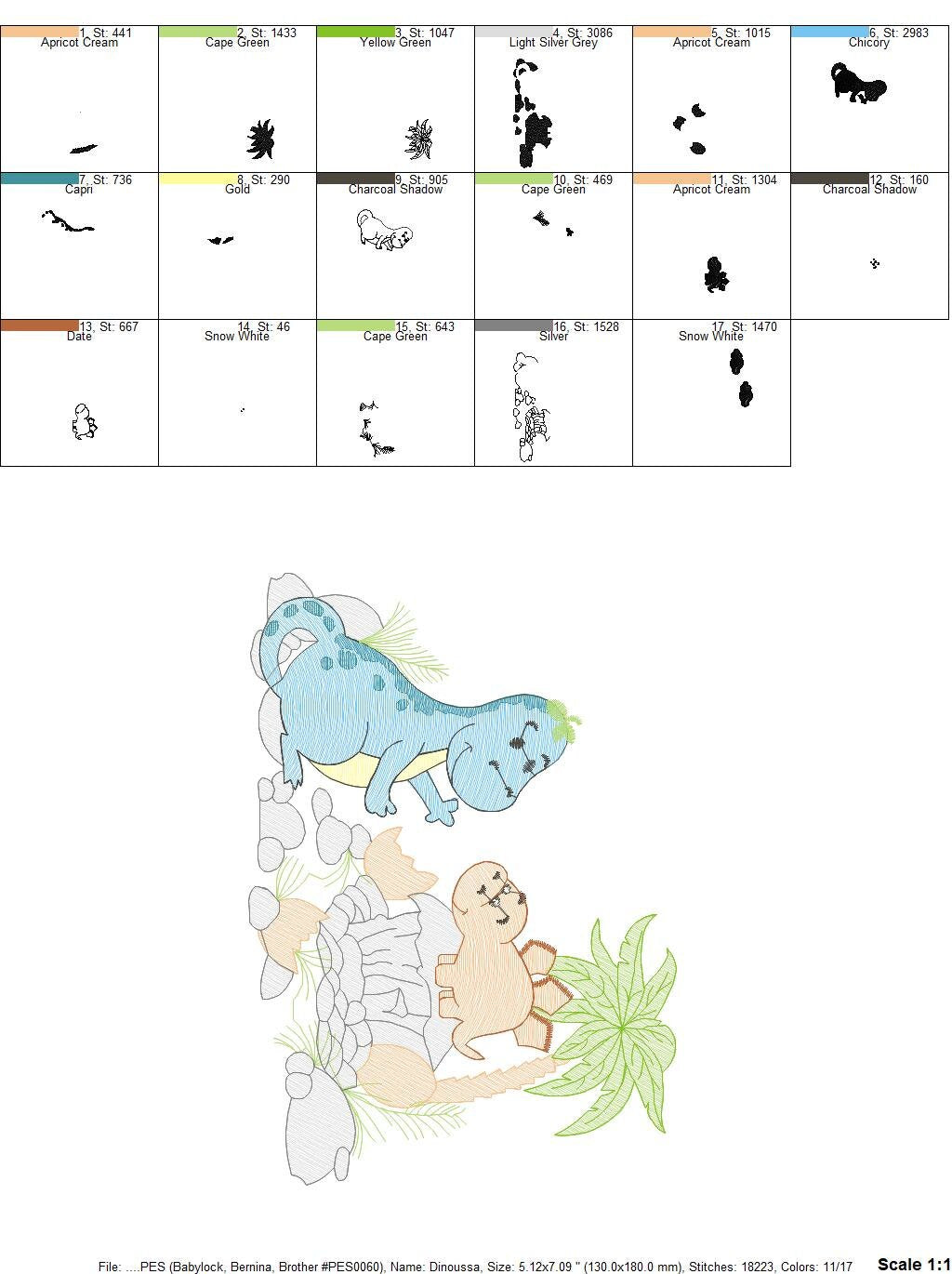 Dinosaur embroidery designs - Dino embroidery design machine embroidery pattern - instant download - Baby boy embroidery file download Marcia Embroidery