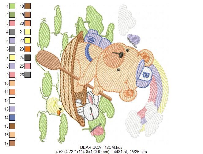 Bear embroidery designs - Sailor embroidery design machine embroidery pattern - Sailor bear with bunny - Teddy embroidery nautical boat Marcia Embroidery