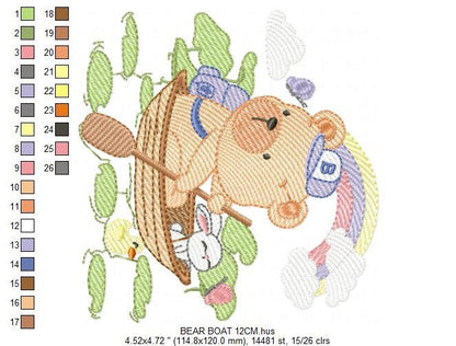 Bear embroidery designs - Sailor embroidery design machine embroidery pattern - Sailor bear with bunny - Teddy embroidery nautical boat Marcia Embroidery