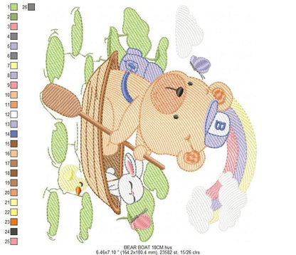 Bear embroidery designs - Sailor embroidery design machine embroidery pattern - Sailor bear with bunny - Teddy embroidery nautical boat Marcia Embroidery