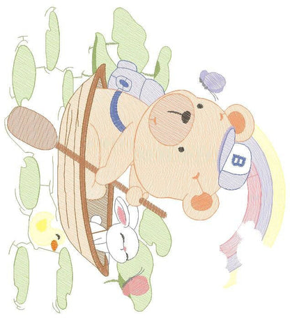 Bear embroidery designs - Sailor embroidery design machine embroidery pattern - Sailor bear with bunny - Teddy embroidery nautical boat Marcia Embroidery