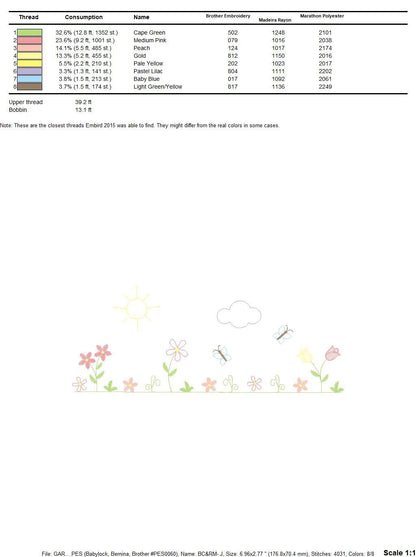 Flower garden embroidery designs - Spring flowers embroidery design machine embroidery pattern - Tea towel embroidery file - kitchen apron - Marcia Embroidery
