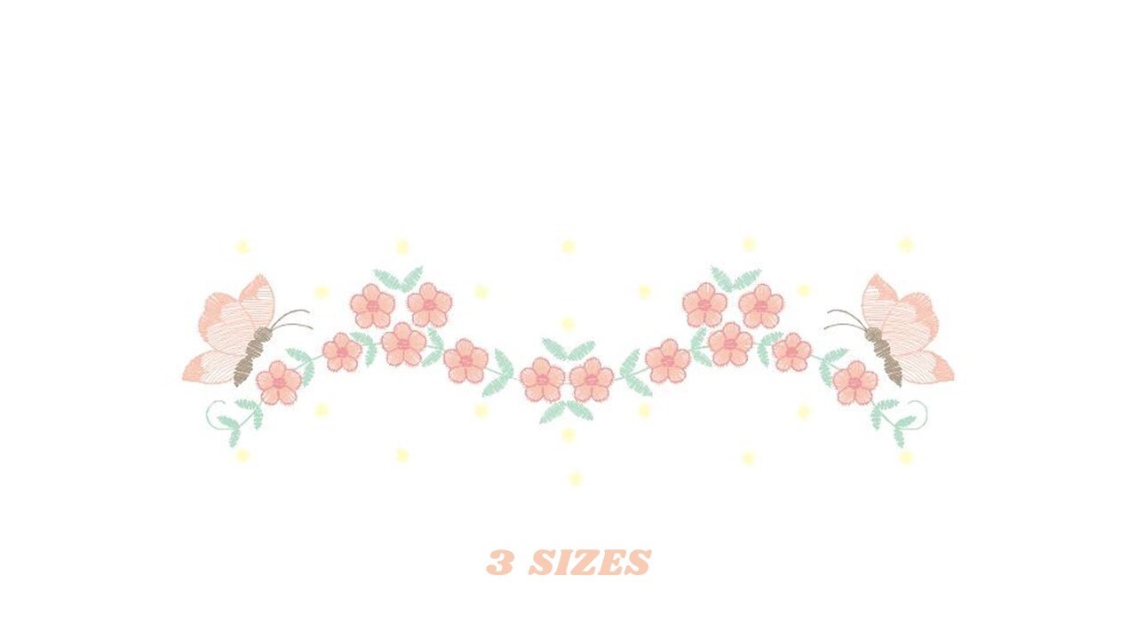 Flowers embroidery designs - Roses embroidery design machine embroidery pattern - Butterflies embroidery file - instant download towel pes Marcia Embroidery
