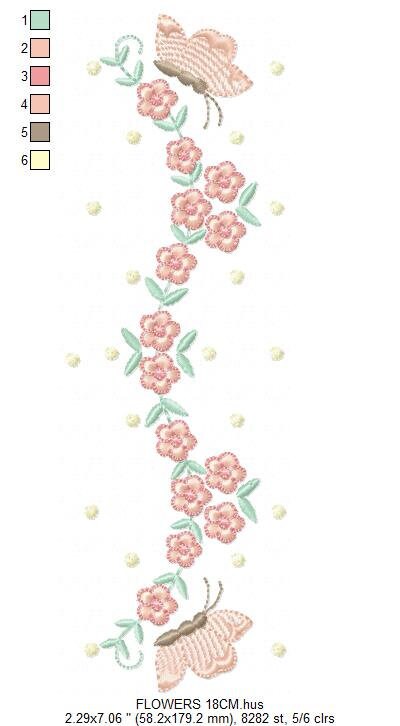 Flowers embroidery designs - Roses embroidery design machine embroidery pattern - Butterflies embroidery file - instant download towel pes Marcia Embroidery