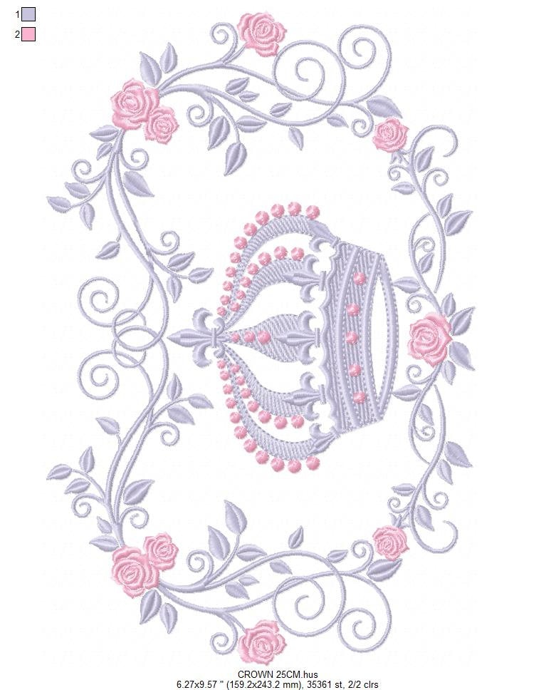 Crown embroidery designs - Laurel Wreath with Crown embroidery design machine embroidery pattern - Flowers embroidery file crown design - Marcia Embroidery