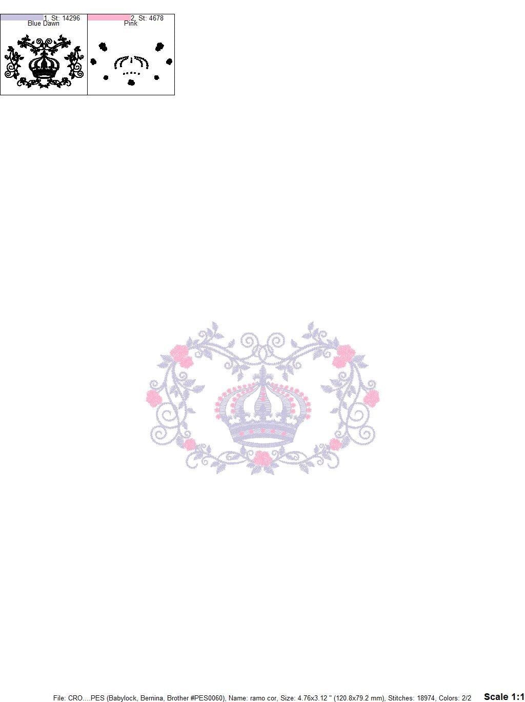 Crown embroidery designs - Laurel Wreath with Crown embroidery design machine embroidery pattern - Flowers embroidery file crown design - Marcia Embroidery