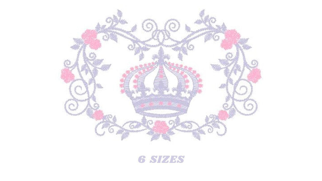 Crown embroidery designs - Laurel Wreath with Crown embroidery design machine embroidery pattern - Flowers embroidery file crown design - Marcia Embroidery