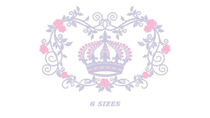 Crown embroidery designs - Laurel Wreath with Crown embroidery design machine embroidery pattern - Flowers embroidery file crown design - Marcia Embroidery