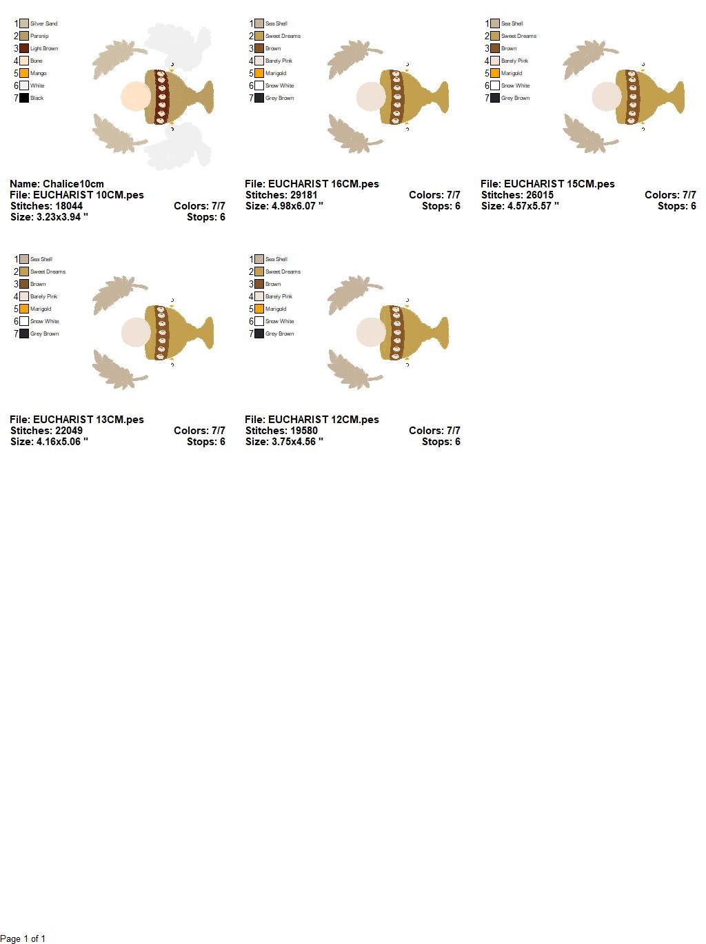 Chalice embroidery designs - Communion embroidery design machine embroidery pattern - Catholic embroidery file - Doves Bread Wheat church Marcia Embroidery