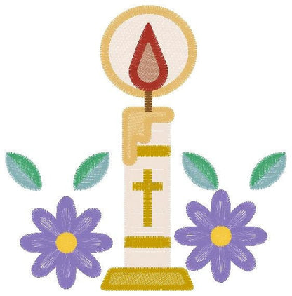 Holy candle embroidery designs - Communion Eucharist machine embroidery pattern - Religious Catholic file - Instant digital download pes jef