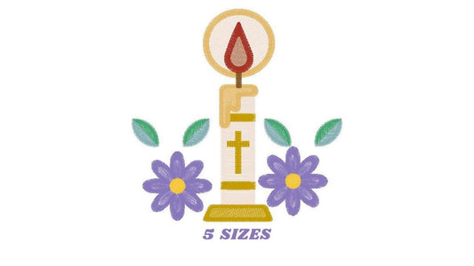Holy candle embroidery designs - Communion Eucharist machine embroidery pattern - Religious Catholic file - Instant digital download pes jef