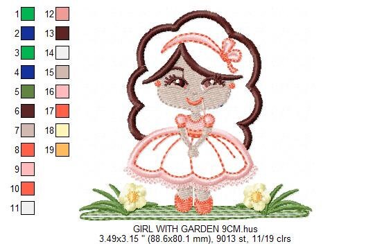 Long Hair Girl embroidery designs - Princess embroidery design machine embroidery pattern - Girl with flowers embroidery - Girl applique Marcia Embroidery