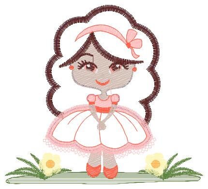 Long Hair Girl embroidery designs - Princess embroidery design machine embroidery pattern - Girl with flowers embroidery - Girl applique Marcia Embroidery