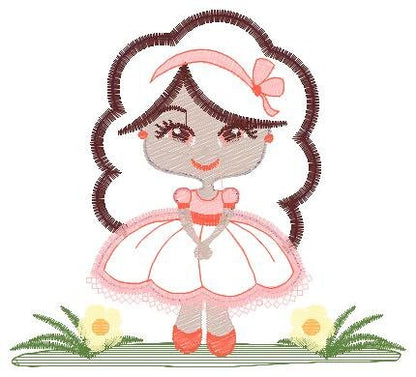 Long Hair Girl embroidery designs - Princess embroidery design machine embroidery pattern - Girl with flowers embroidery - Girl applique Marcia Embroidery