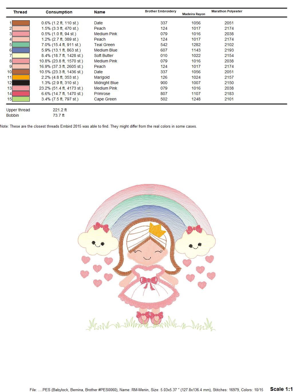 Girl with rainbow and hearts embroidery designs - Raining Rainbow embroidery design machine embroidery pattern - instant download pes jef Marcia Embroidery