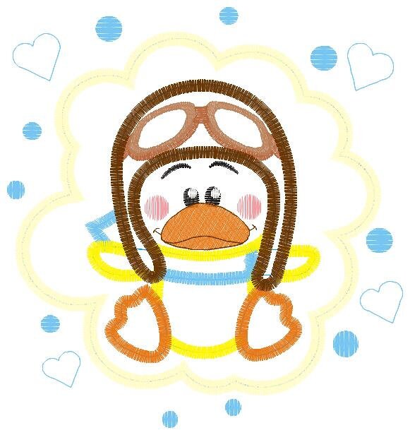 Pilot embroidery designs - Duck embroidery design machine embroidery pattern - Animal embroidery - Pilot duck applique embroidery download