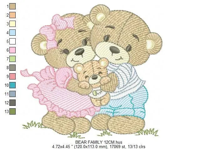 Bear embroidery designs - Family embroidery design machine embroidery pattern - Bear family embroidery file - Baby boy embroidery download Marcia Embroidery