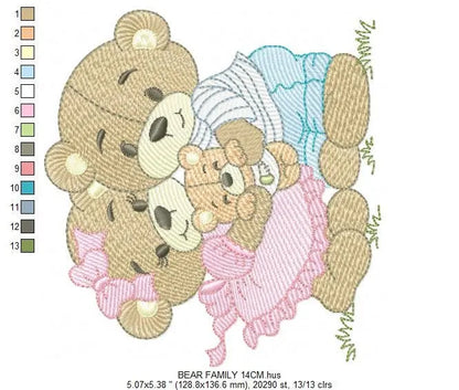 Bear embroidery designs - Family embroidery design machine embroidery pattern - Bear family embroidery file - Baby boy embroidery download Marcia Embroidery