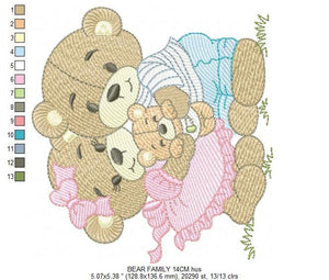 Bear embroidery designs - Family embroidery design machine embroidery pattern - Bear family embroidery file - Baby boy embroidery download