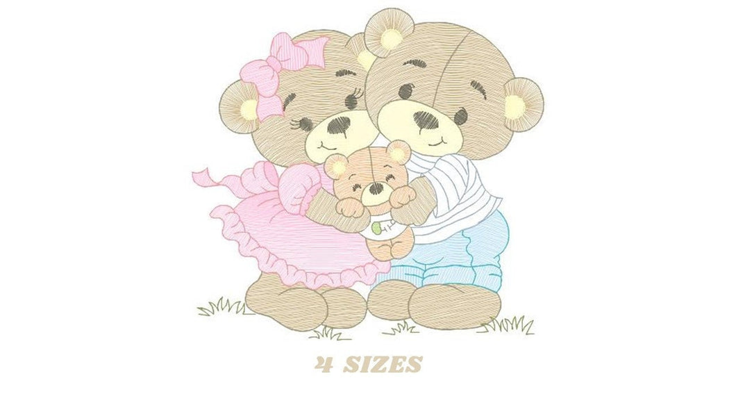 Bear embroidery designs - Family embroidery design machine embroidery pattern - Bear family embroidery file - Baby boy embroidery download