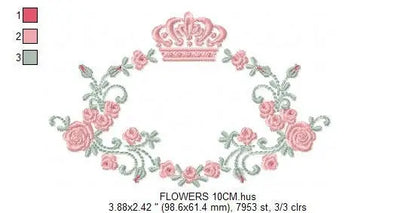 Crown embroidery designs - Laurel Wreath with Crown embroidery design machine embroidery pattern - Flowers embroidery file crown design PES Marcia Embroidery