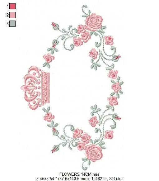 Crown embroidery designs - Laurel Wreath with Crown embroidery design machine embroidery pattern - Flowers embroidery file crown design PES Marcia Embroidery