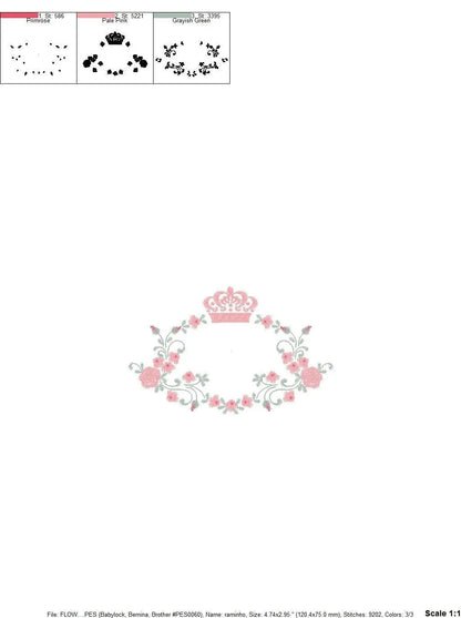 Crown embroidery designs - Laurel Wreath with Crown embroidery design machine embroidery pattern - Flowers embroidery file crown design PES Marcia Embroidery
